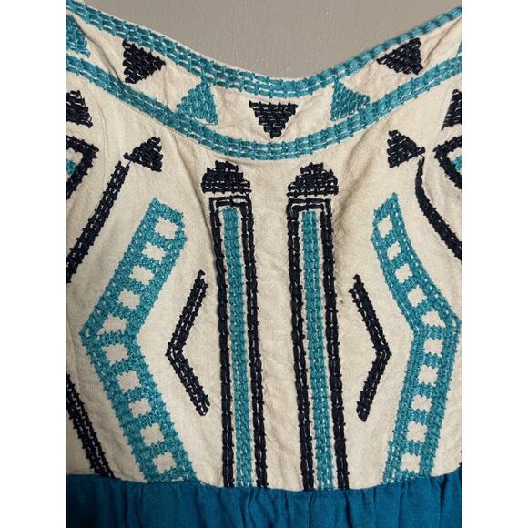 Staring At Stars Size 10 M Dress Blue White Aztec Cami Tank Embroidered Boho - Picture 4 of 9